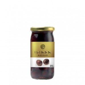 Ελιές Μαύρες σε γυάλινο βάζο "ILIADA" 370gr