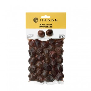 Ελιές Μαύρες σε φάκελο vacuum "ILIADA" 250gr